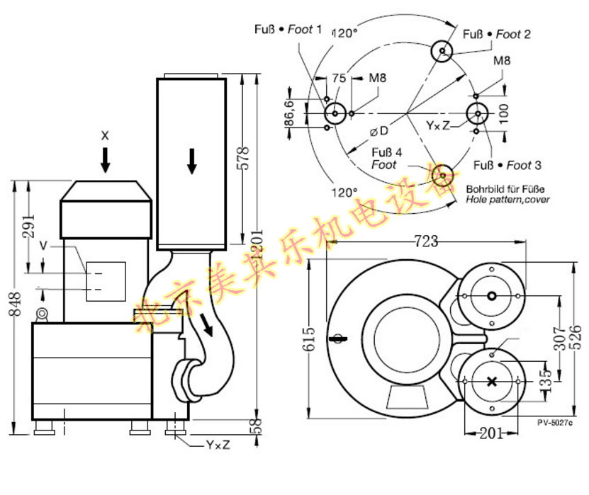  2GH943/15kw高壓鼓風(fēng)機(jī)CAD圖