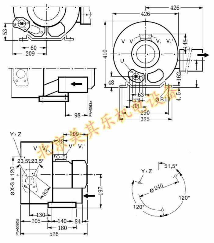 2GH720/4.3kw雙段高壓鼓風(fēng)機cad圖